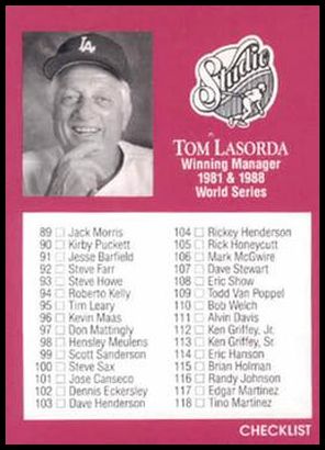 262 Checklist Card 89-176 (Tommy Lasorda)